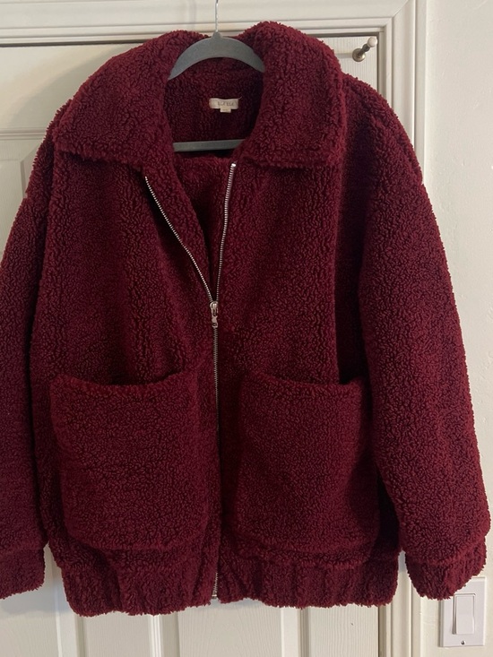 ILLA ILLA Jackets & Blazers - ILLA ILLA Deep Wine Teddy Zip Jacket